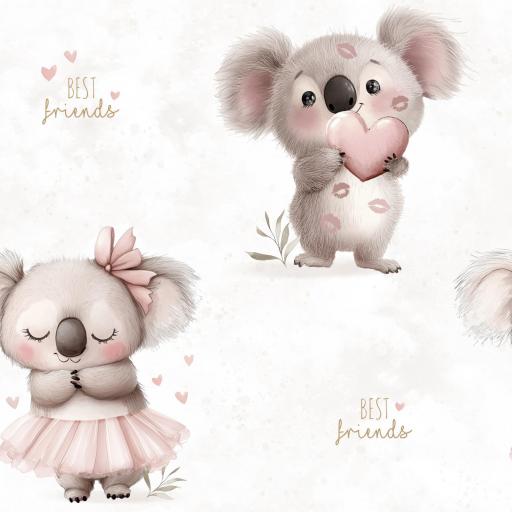 POPELÍN ALGODÓN KOALAS  ENAMORADOS (diseño exclusivo )  