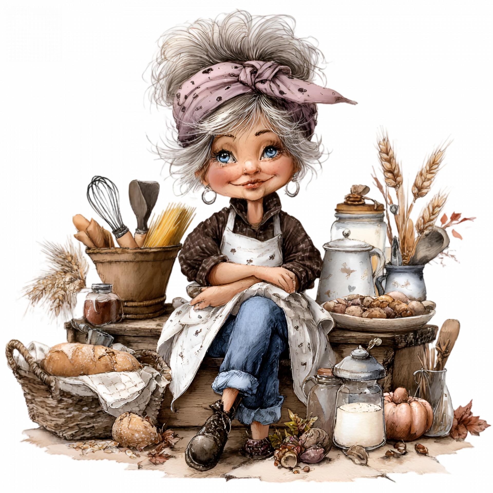 TRANSFER DTF CHICAS COCINA A ( 12/14 cm )