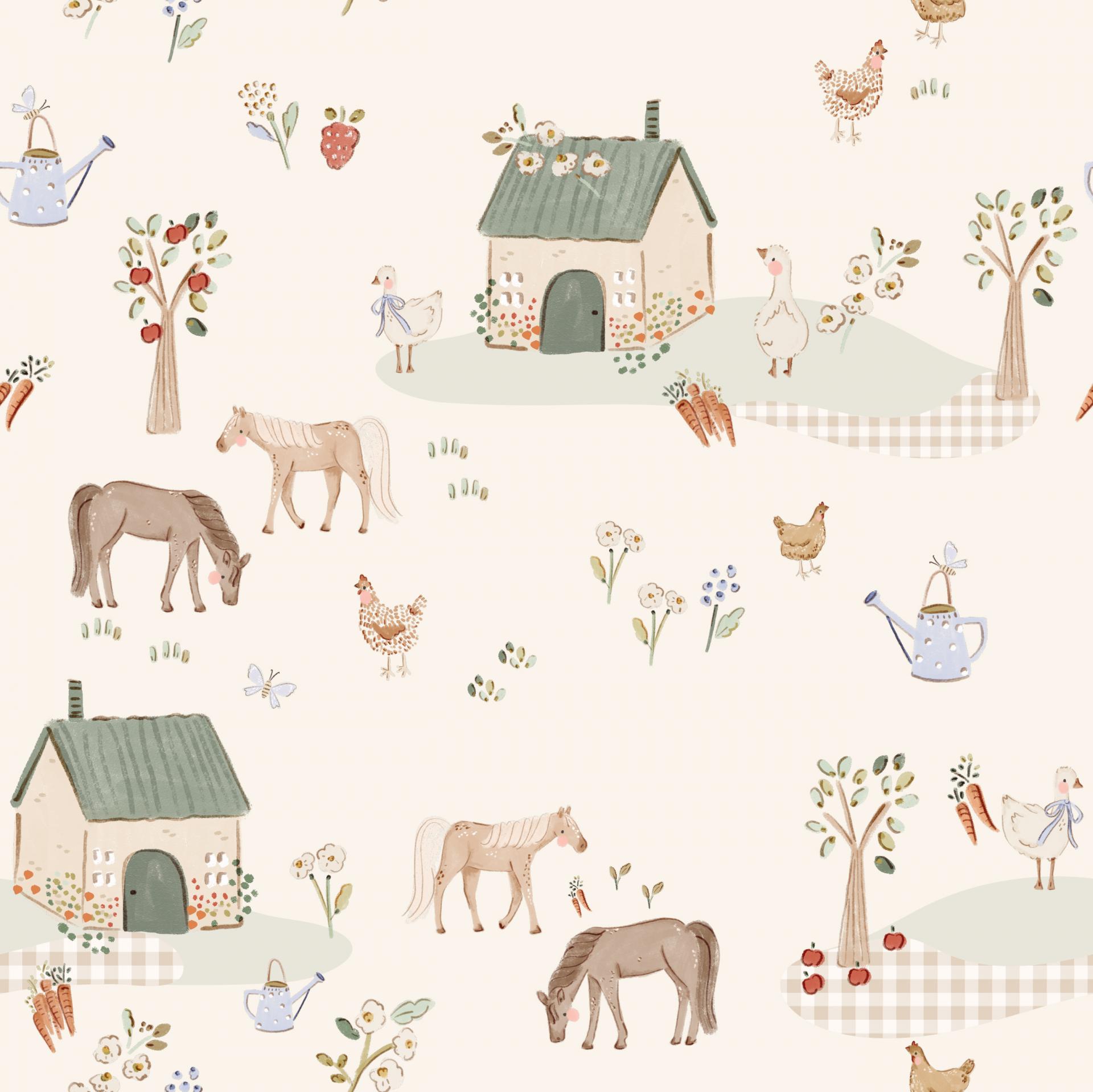 COLECCIÓN GRANJA LA CASITA VERDE ESTILO COTTAGE 1 ( EN 10 TEJIDOS DISTINTOS )