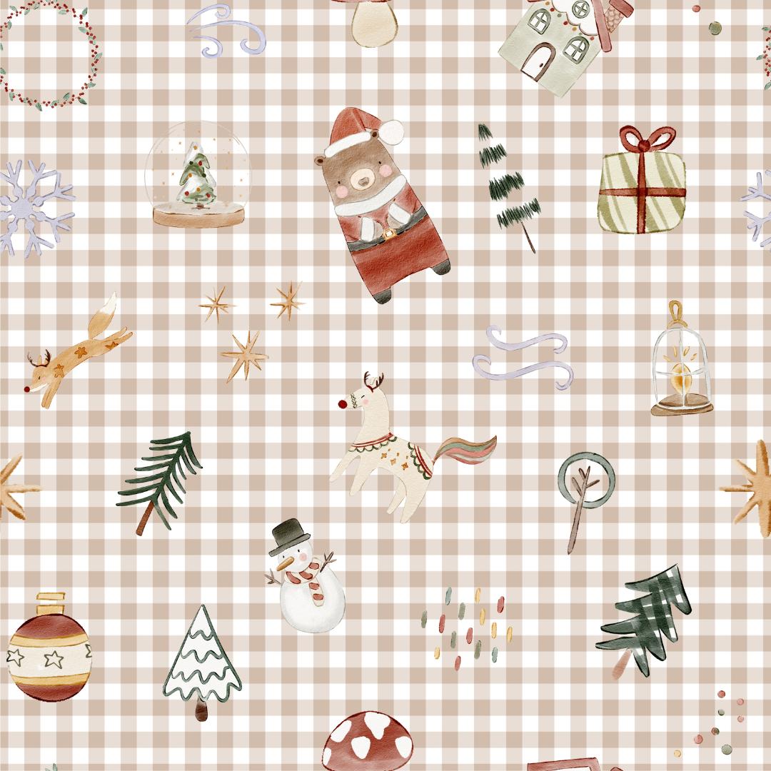 NAVIDAD OSITOS HELY VICHY BEIG     ( EN 10 TEJIDOS DISTINTOS )