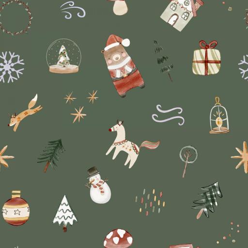 NAVIDAD OSITOS HELY VERDE 4   ( EN 10 TEJIDOS DISTINTOS )
