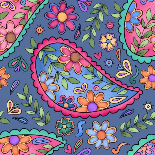 FLORAL PAISLEY AZUL    ALGODÓN PREMIUM 130 GR   [0]