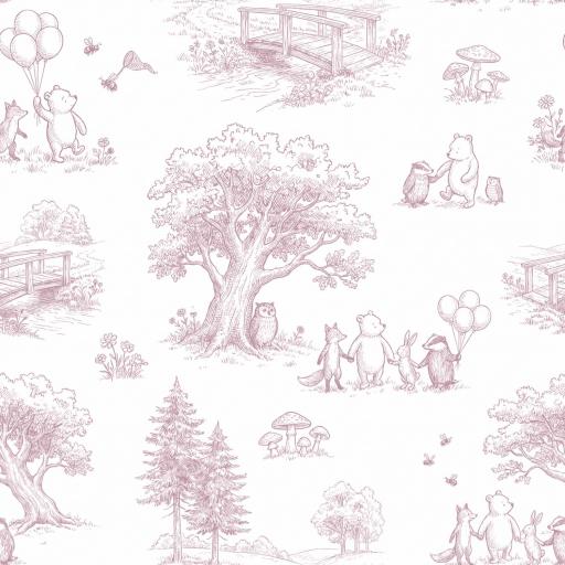  WINNIE THE POOH TOILE TOILE DE YOUY ROSA  ( EN 10 TEJIDOS DISTINTOS ) [0]