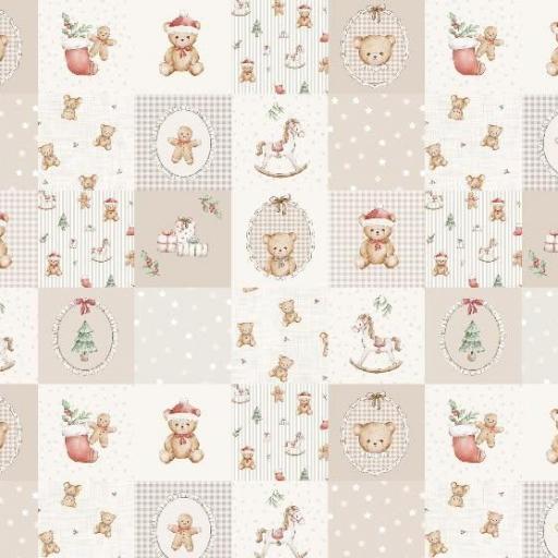 OSITO NAVIDAD QUILT 5 CM BEIG        ( EN 10 TEJIDOS DISTINTOS ) [1]