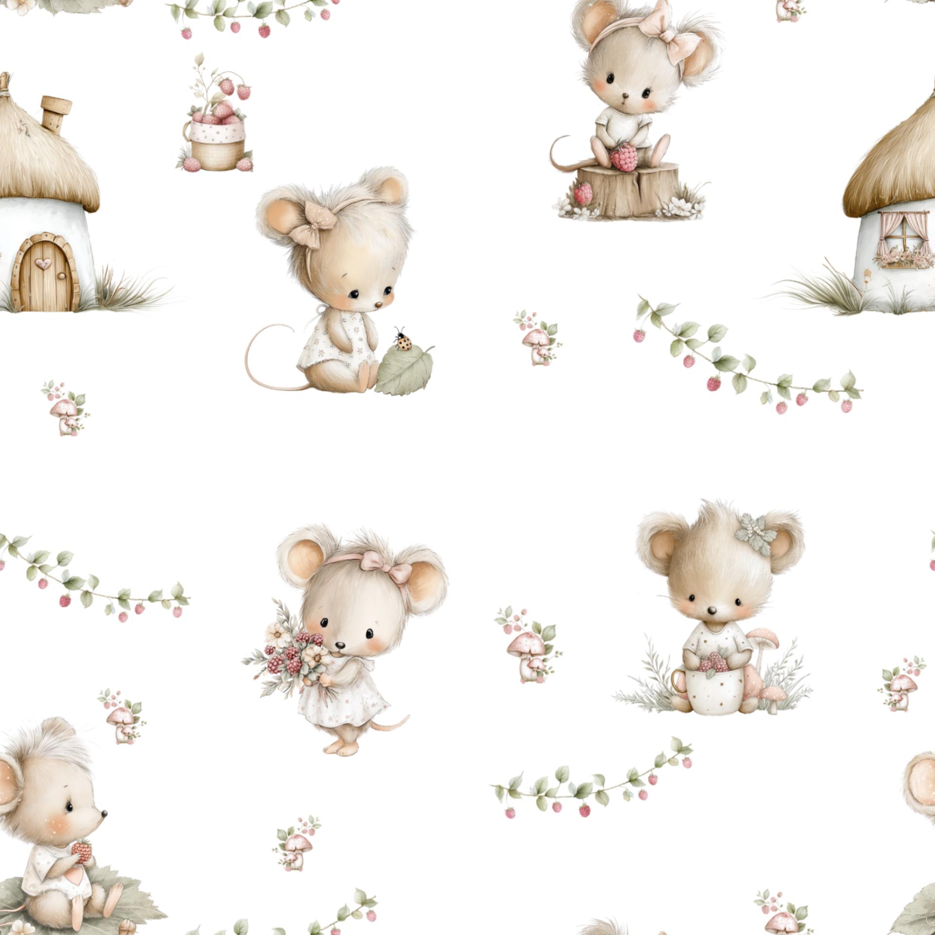 DISEÑO EXCLUSIVO RATITAS FRAMBUESAS ( EN 10 TEJIDOS DISTINTOS )