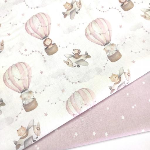 PLANA ALGODÓN ANIMALITOS EN GLOBO ROSA  [1]