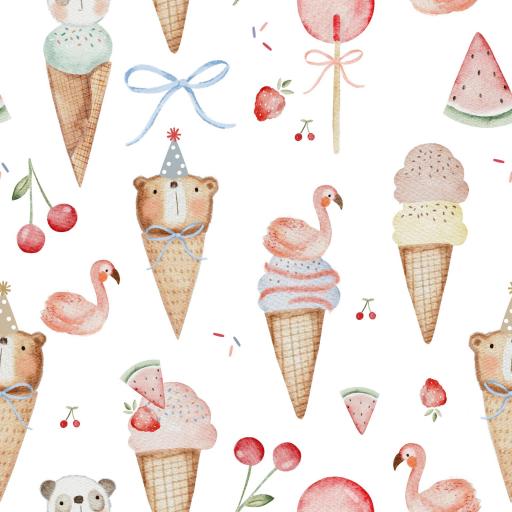 HELADOS Y FRUTAS DISEÑO EXCLUSIVO   ( diseño exclusivo ) ALGODÓN PREMIUM  130 GR  [0]