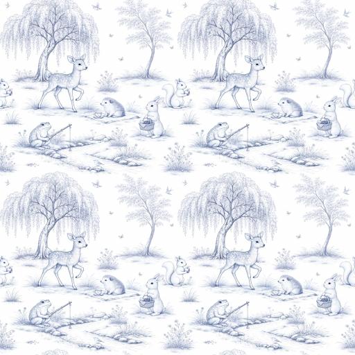 COLECCIÓN TOILE DE YOUY BOSQUE AZUL 3   ( EN 10 TEJIDOS DISTINTOS )