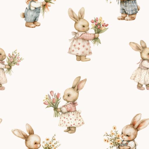 CONEJITAS CON TULIPANES  ( EN 10 TEJIDOS DISTINTOS )  [0]
