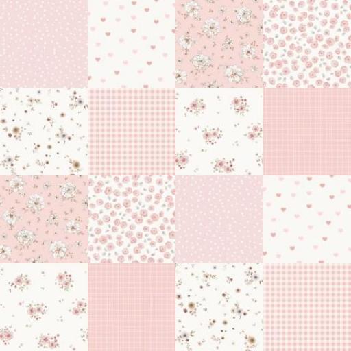 FLORES ROMÁNTICAS QUILT ROSA      (  en 10 tejidos distintos )  [0]