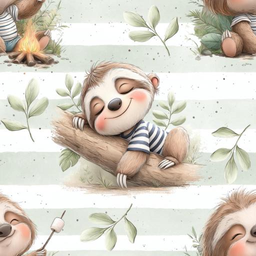 DISEÑO EXCLUSIVO PEREZOSOS RAYAS VERDES     ( EN 10 TEJIDOS DISTINTOS )