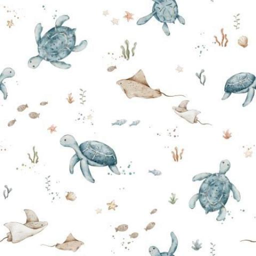  PEQUEÑAS TORTUGAS BLANCO CANVA IMPERMEABLE   [0]