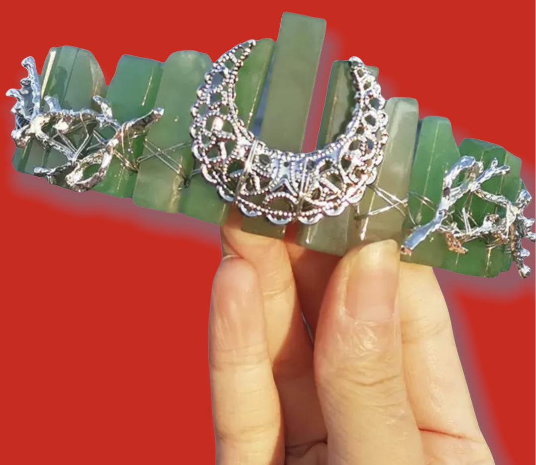 Corona Tiara de Bruja Cuarzo Verde 