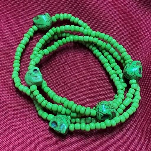 Collar Ritualizado Santa Muerte verde Eleke Santeria inlé INLE ( SALUD, ENFERMEDADES ) [0]