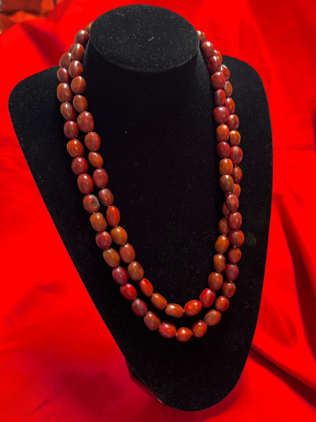 Collar Consagrado Santeria Semillas - Collar semillas de mate rojo para protección