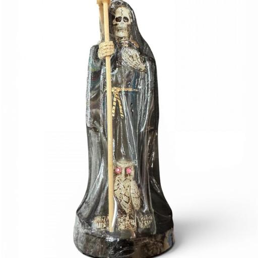 FIGURA SANTA MUERTE CON CARGA 17 cm  ( NEGRO )  [0]