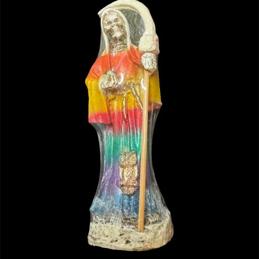 FIGURA SANTA MUERTE CON CARGA 14 cm aprox.   ( 7 colores  )  [0]
