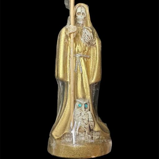 FIGURA SANTA MUERTE CON CARGA 17 cm  ( ORO )  [0]