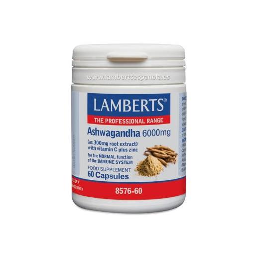 ASHWAGANDHA (Withania somnifera) 6000 mg, 60 CAPS. LAMBERTS 