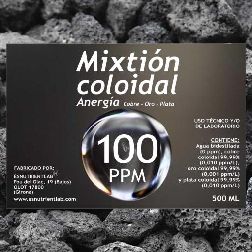 COBRE ORO PLATA COLOIDAL 100 PPM (MIXTION COLOIDAL "ANERGIA"). ESNUTRIENTLAB [1]