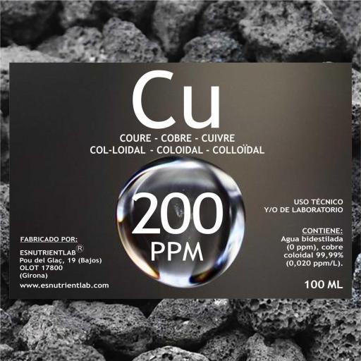 COBRE COLOIDAL 200 PPM. Con certificado de autenticidad. ESNUTRIENTLAB [1]