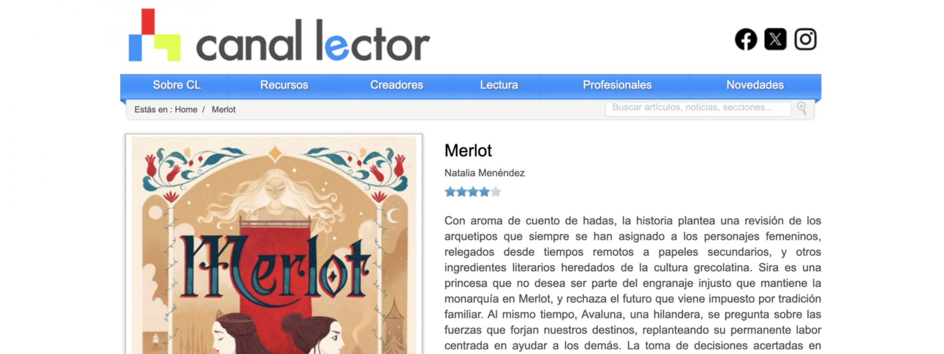 «Merlot» de Natalia Menéndez, lectura seleccionada en Canal Lector
