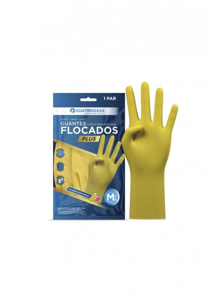 Guante latex flocado plus amarillo S