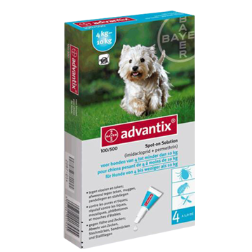 ADVANTIX Solución Spot para perros de 4 a 10 Kg - 4 unidades de 1 mL