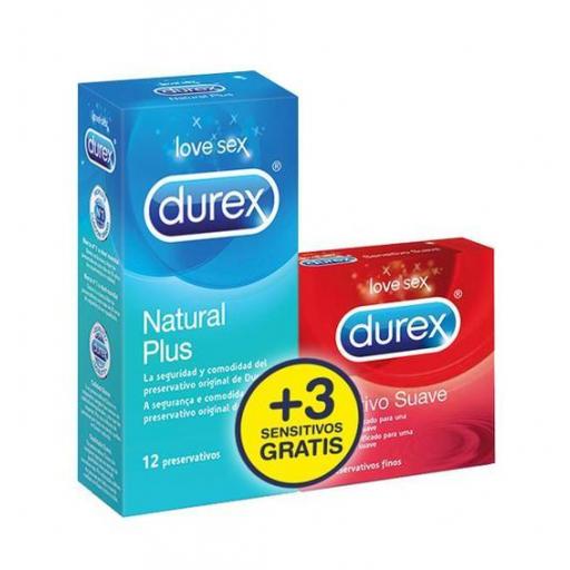 Preservativo Durex Duplo Natural Plus 12u y Sensitivo Suave 3u [0]