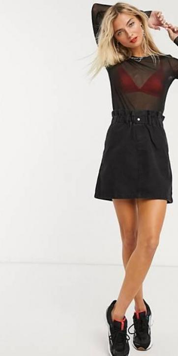 Minifalda paperbag negro