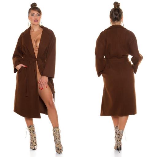 Abrigo largo de moda marrón [1]