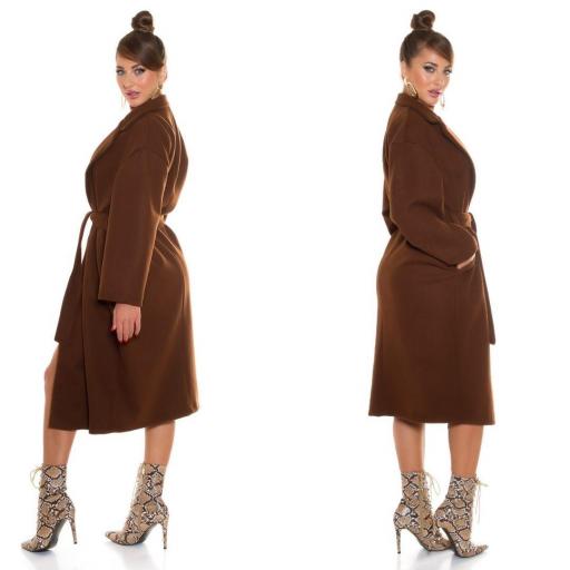 Abrigo largo de moda marrón [2]