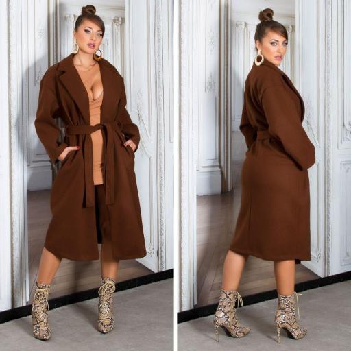 Abrigo largo de moda marrón [3]