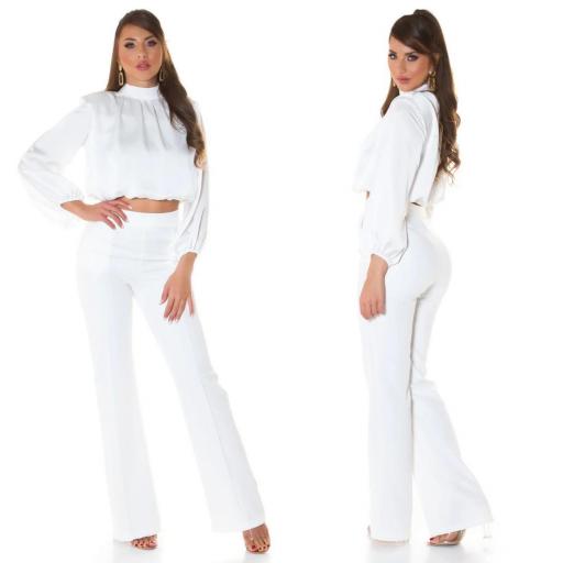 Blusa elegante tejido satinado Blanco [1]