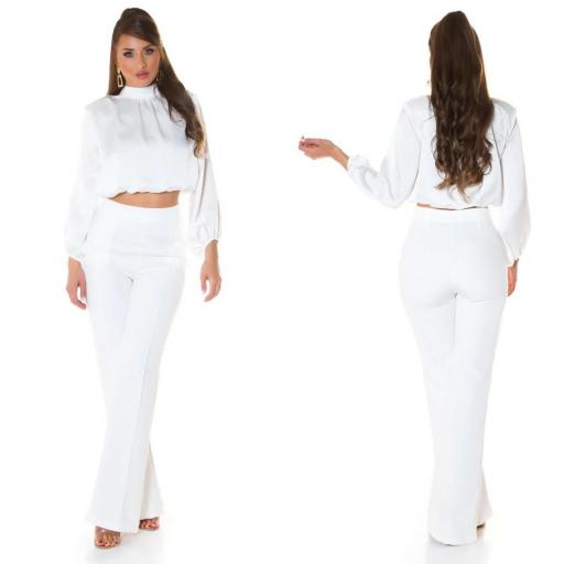 Blusa elegante tejido satinado Blanco [2]