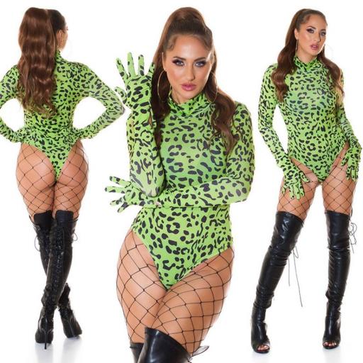 Body leopardo print verde