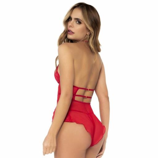 Body rojo efecto babydoll tanga a juego [3]