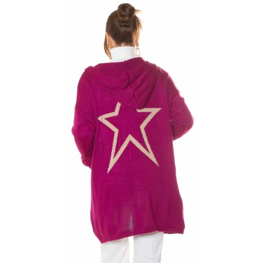 Cárdigan estrella con capucha rosa [2]
