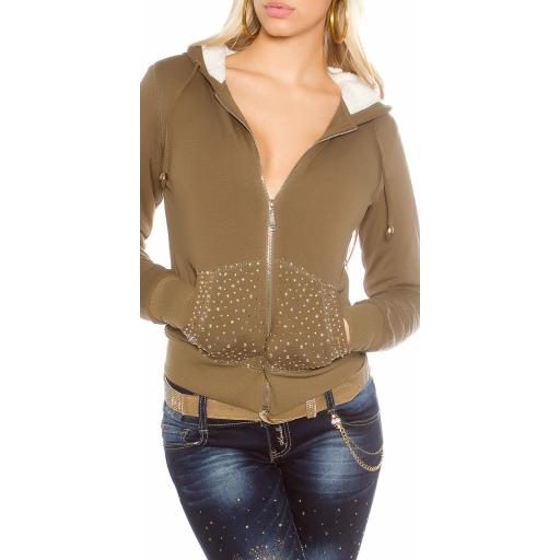 Chaqueta sudadera con tachuelas khaki [10]