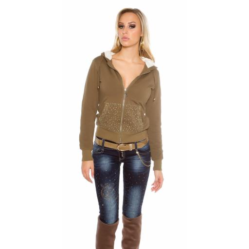 Chaqueta sudadera con tachuelas khaki [4]