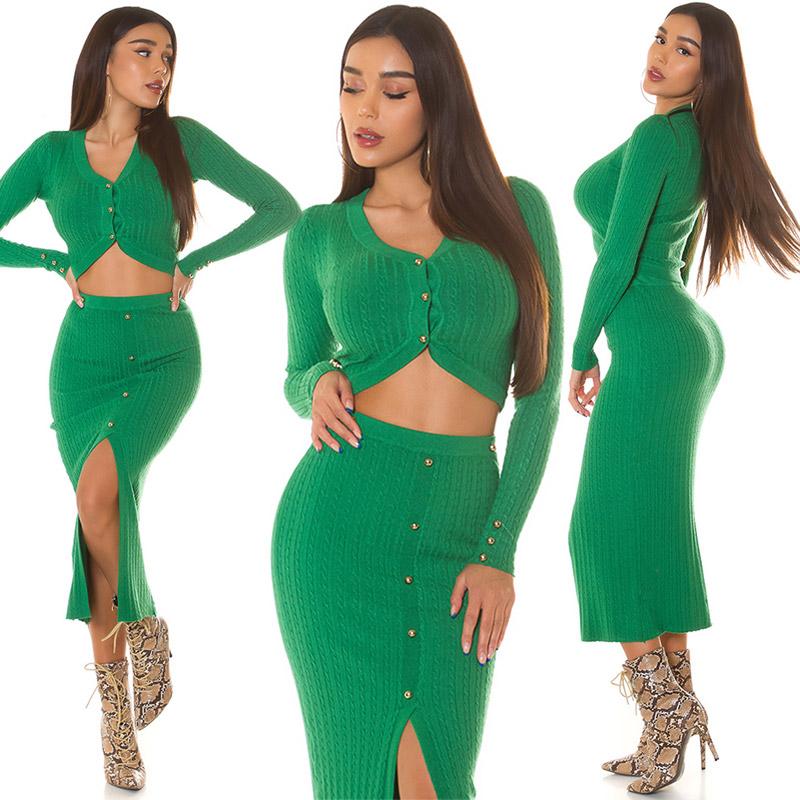 Combinación de falda y top verde