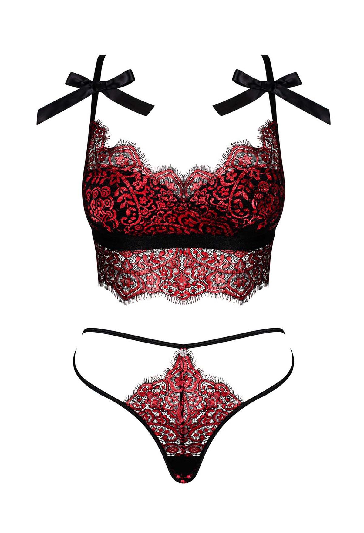 Floración ola laringe Comprar Elegante Conjunto Sexy Negro y Rojo Conjuntos de lencería