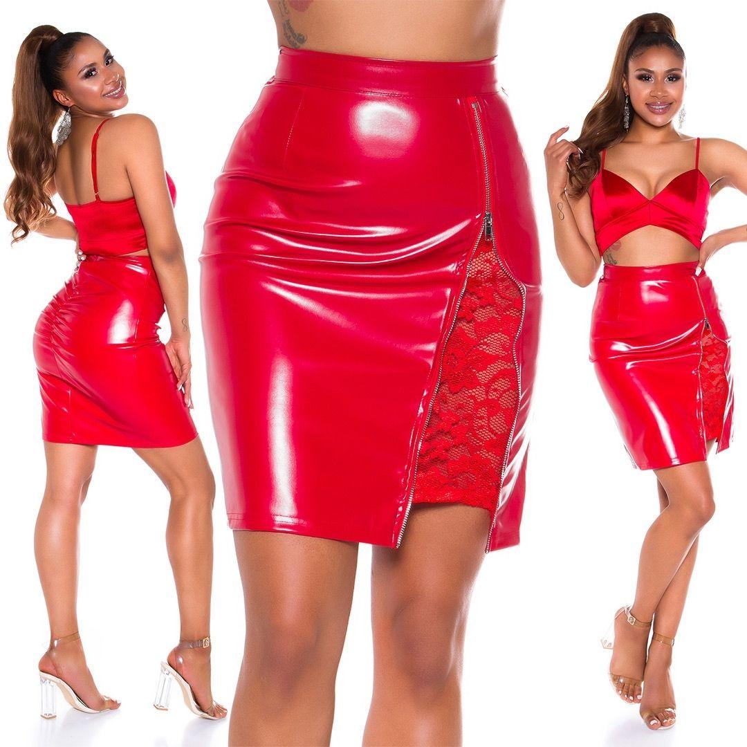 Comprar imitación piel rojo Faldas-minifaldas