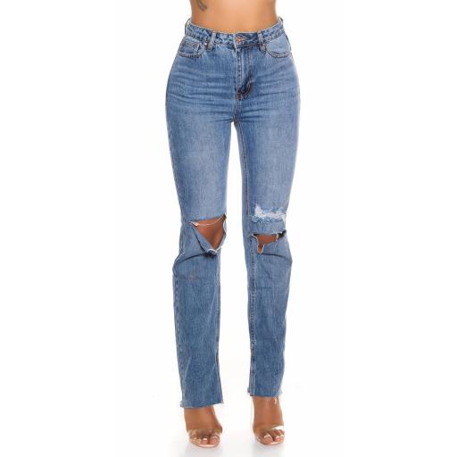 Jeans rotos ajustados de corte recto [1]