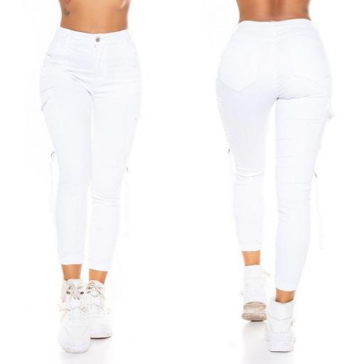 Jeans cargo cintura alta blanco [3]