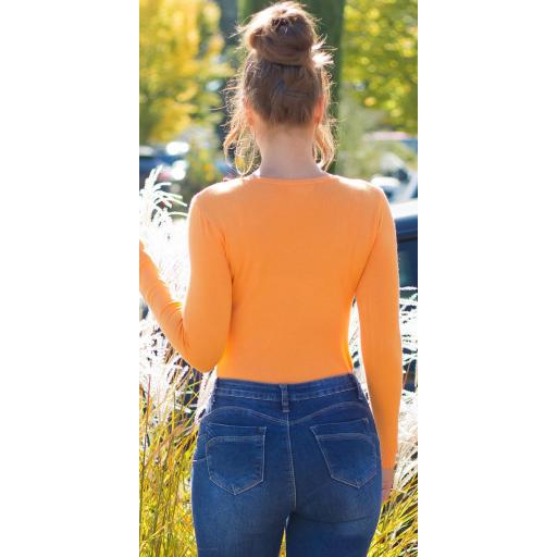 Jersey de mujer cuello en V Naranja [6]