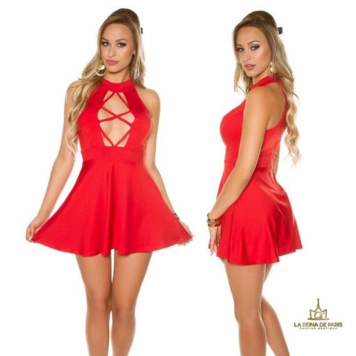 Mini vestido rojo decoletté [2]