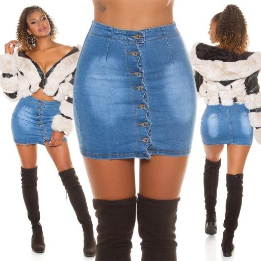 Minifalda jean con botones 
