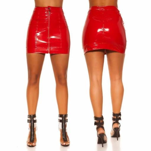 Minifalda latex look rojo [1]