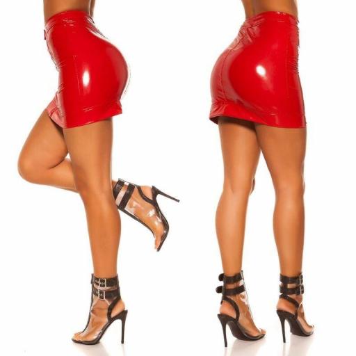 Minifalda latex look rojo [2]